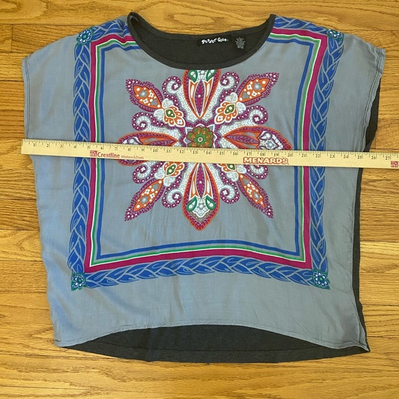 Planet Gold Tapestry short sleeve shirt, Size LARGE, REVIEW PICS AND DESCRIPTION - Picture 5 of 6